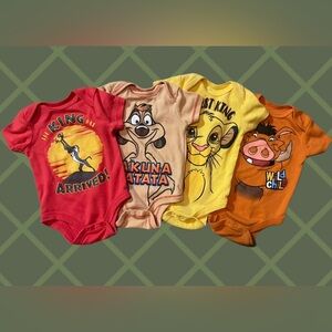 Disney Baby The Lion King Onesie’s in Red, Tan, Yellow, Orange size 0-3 months